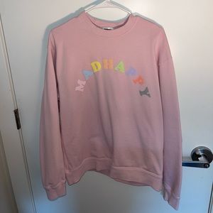 Light Pink Rainbow lettering Madhappy Sweater Size MEDIUM